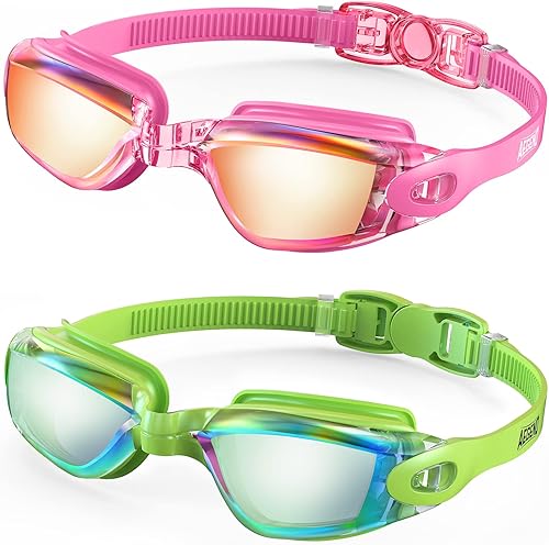Aegend - Gafas de natación, paquete de 2 gafas de natación sin filtraciones, para adultos, hombres, mujeres y jóvenes