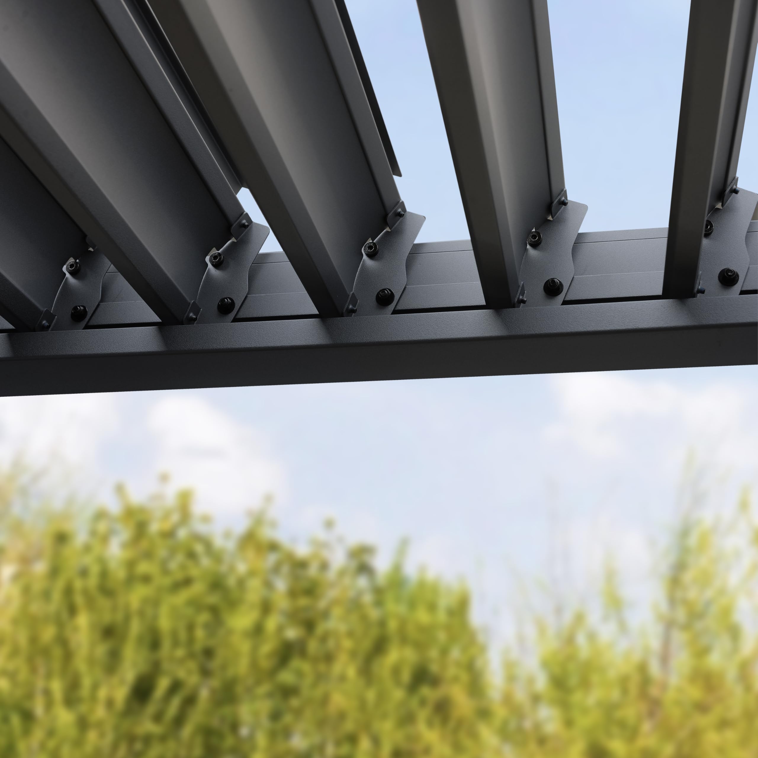 PRIMEYARD Pérgola 3x3 m Postes de Aluminio con Techo de Lamas de Acero pabellón de jardín Antracita