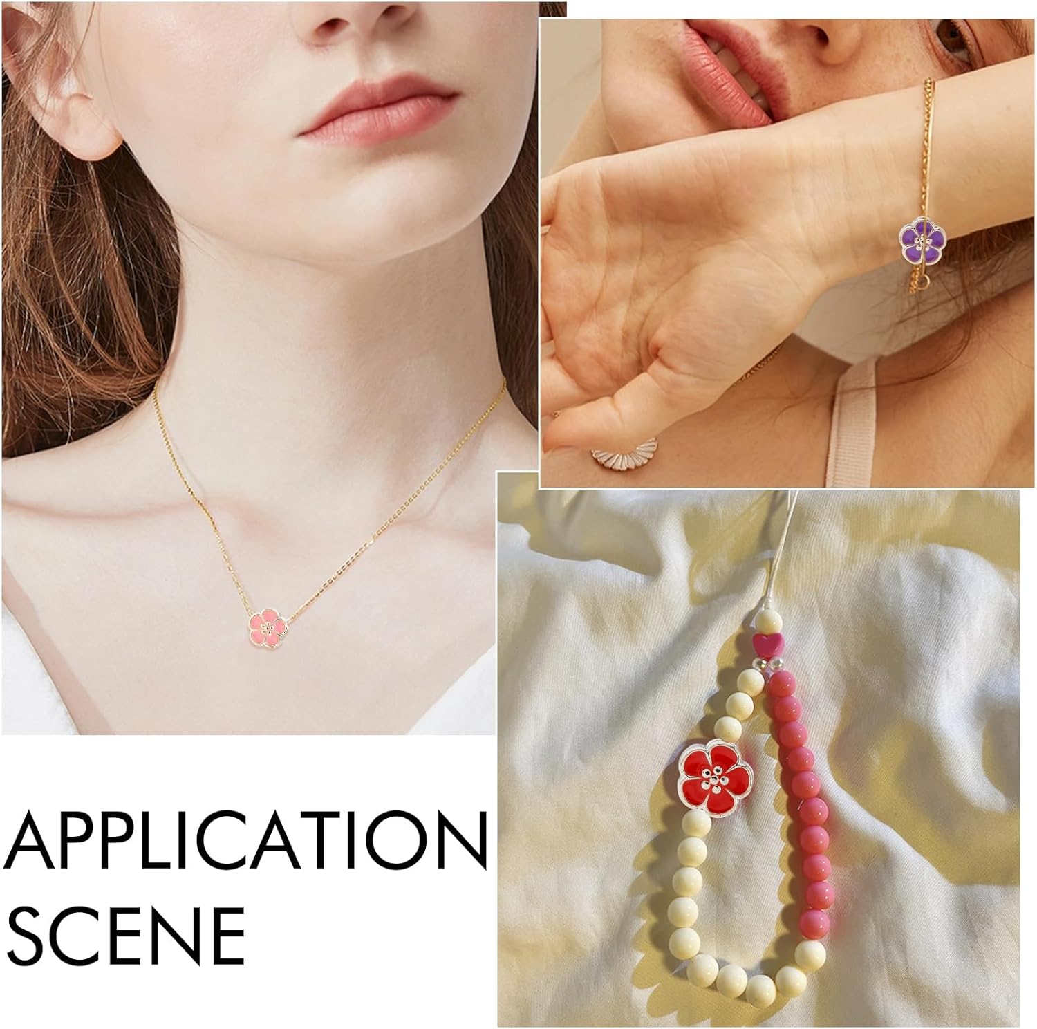 Ipotkitt 100 Pcs Random Color 5mm Hole Flower Acrylic European UV Plating Enamel Spacer Beads for DIY Bracelets Jewelry Making - Image 6