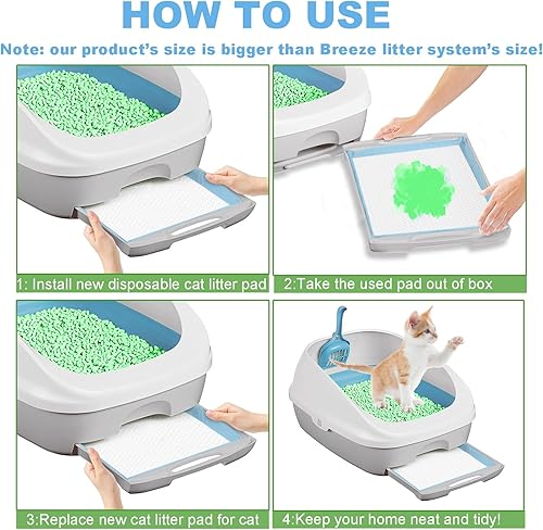 Miniatura 4 de HEOIZI 50 almohadillas desechables de arena para gatos de 17.7 x 13 pulgadas, para cajas de arena para gatos, ayuno absorbente, 6 capas a prueba de
