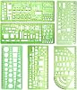 6 Pieces Plastic Measuring Templates Templates Formwork Stencils Drawing Rulers for Office and School, Light Green, Plastic for Office and School for Office and School