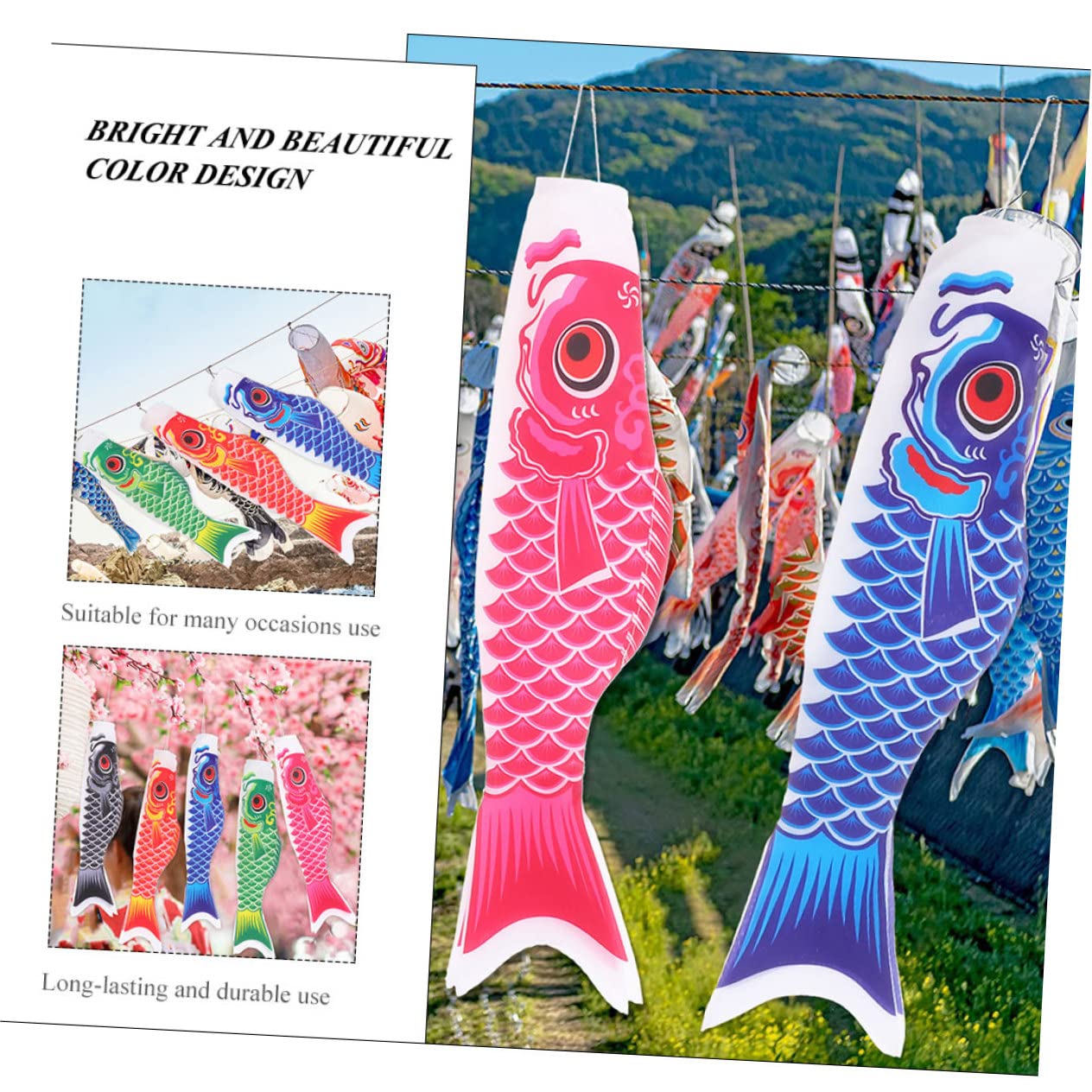 GALPADA 12 Stck. Teiliges Karpfen Windsack Japanische Gartendeko Hängend Outdoor Windfahne Robust Bunte Koi Fisch Windrichtung Flagge Für Garten Terrasse Party Zufällige