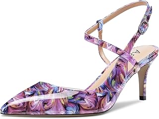 Women Slingback Pumps Ankle Strap D'Orsay Stiletto Mid Heel Close Pointed Toe Dress Shoes 2.5 Inches - Buy now