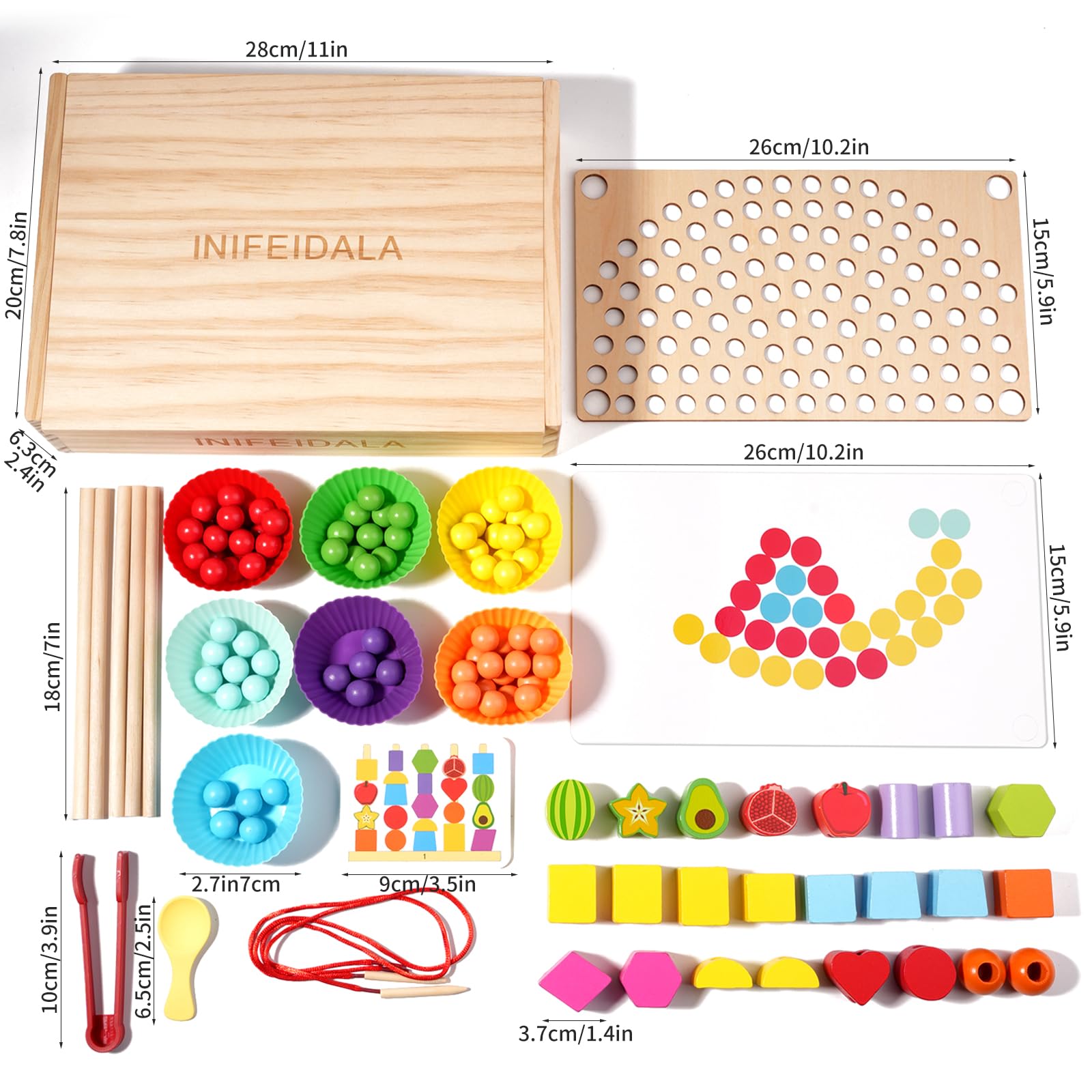 Montessori zabawki edukacyjne dla maluchów w wieku 3, 4, 5, 6 lat, koraliki do układania w stosy, tęczowe sznurowadła, różne kształty, drewniane zabawki dla chłopców i dziewcząt