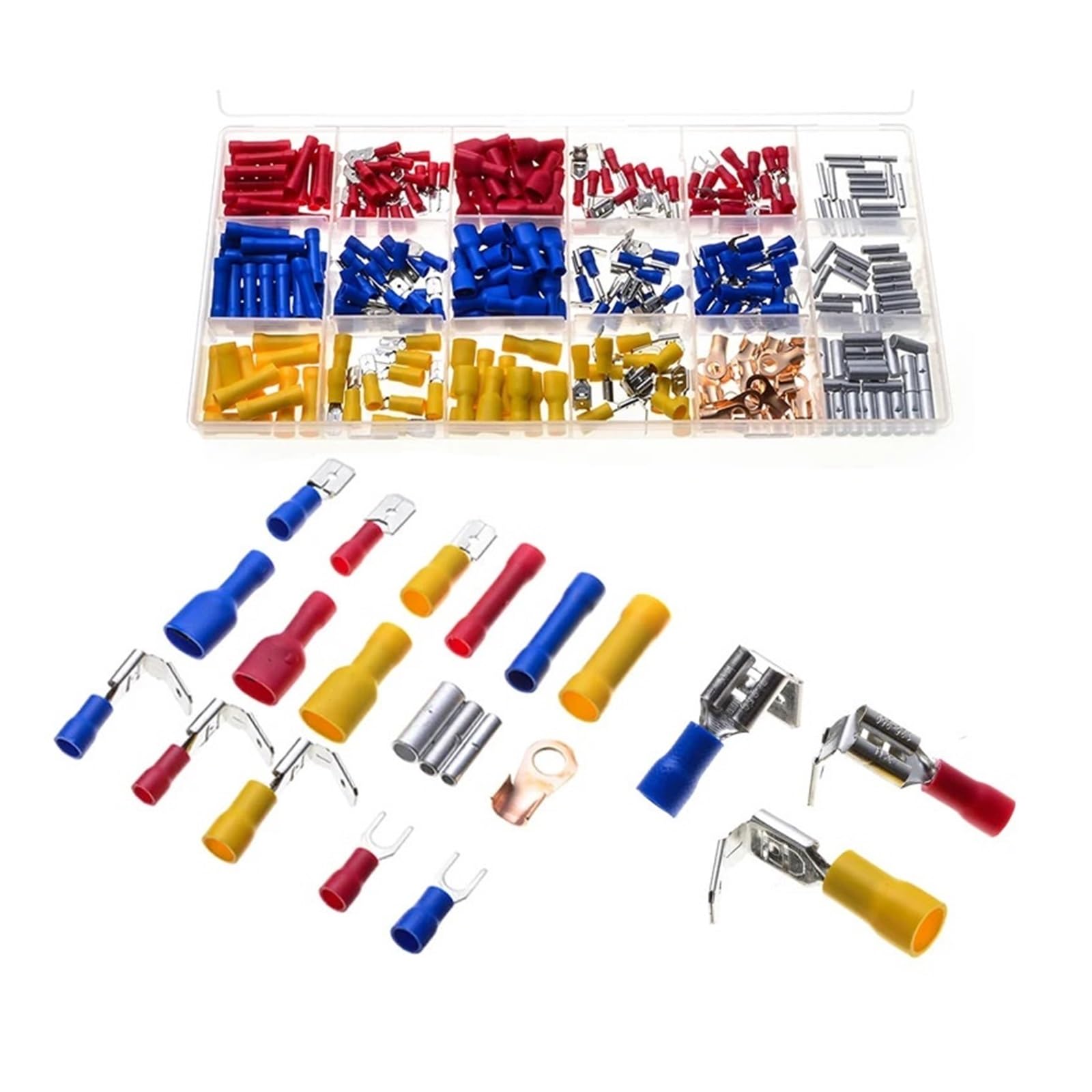 BKGWCSOR 300pcs Electrical Terminators Crimp Terminals Assortment Insulated Cable Wire Fork Spade Connectors Set Red Blue Yellow
