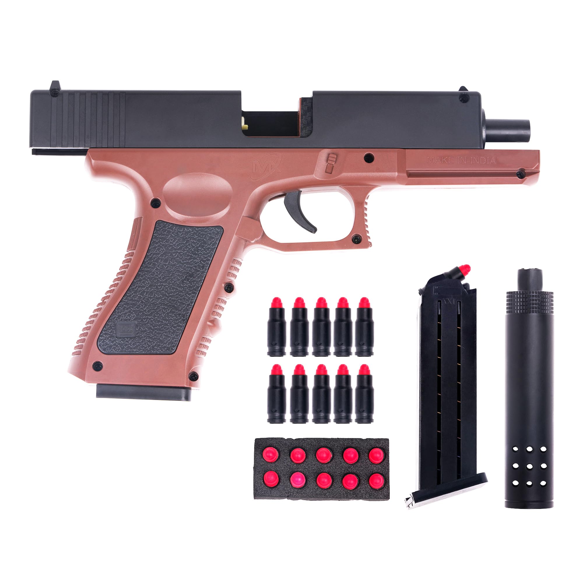 Gex Shooting Game Toy Guns for Kids & Adults Soft Bullets Blaster Gun Pistol with Foam Darts Jump Ejecting Mag Indoor Outdoor Play Toys (Minimum Age 10 Years)-image-11
