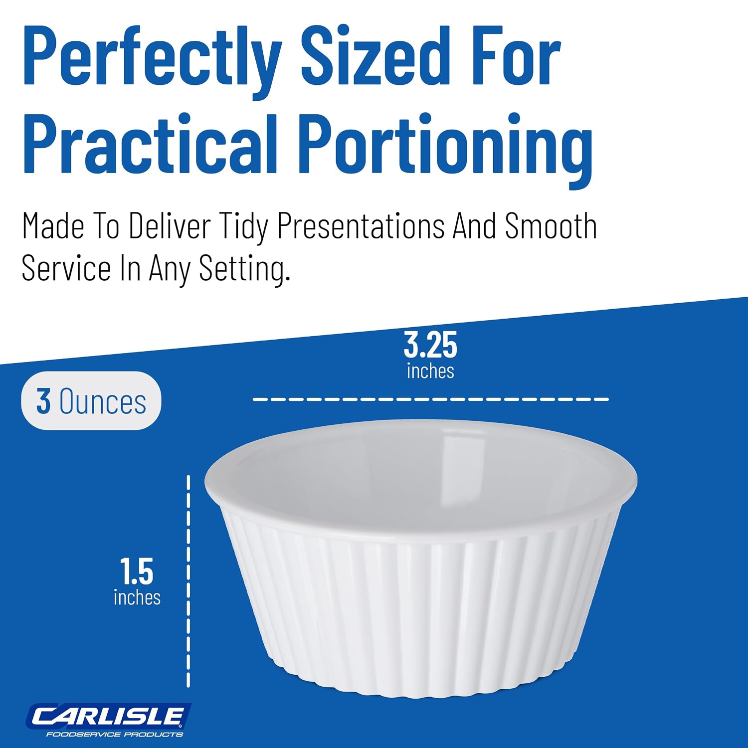 Carlisle FoodService Products Plastic Ramekins, Sauce Bowl For Catering, Kitchen, Restaurant, 3 Ounces, White, (Pack of 48)
