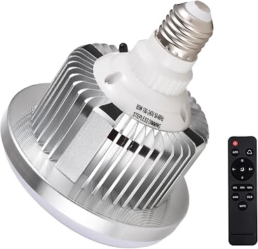 85W LED Light Bulb, Energy Efficient 3200K 5500K Adjustable Brightness E27 Mount Bulb with Remote Control for Photography Studio Home Warehouse Office Hotel 1 Pack