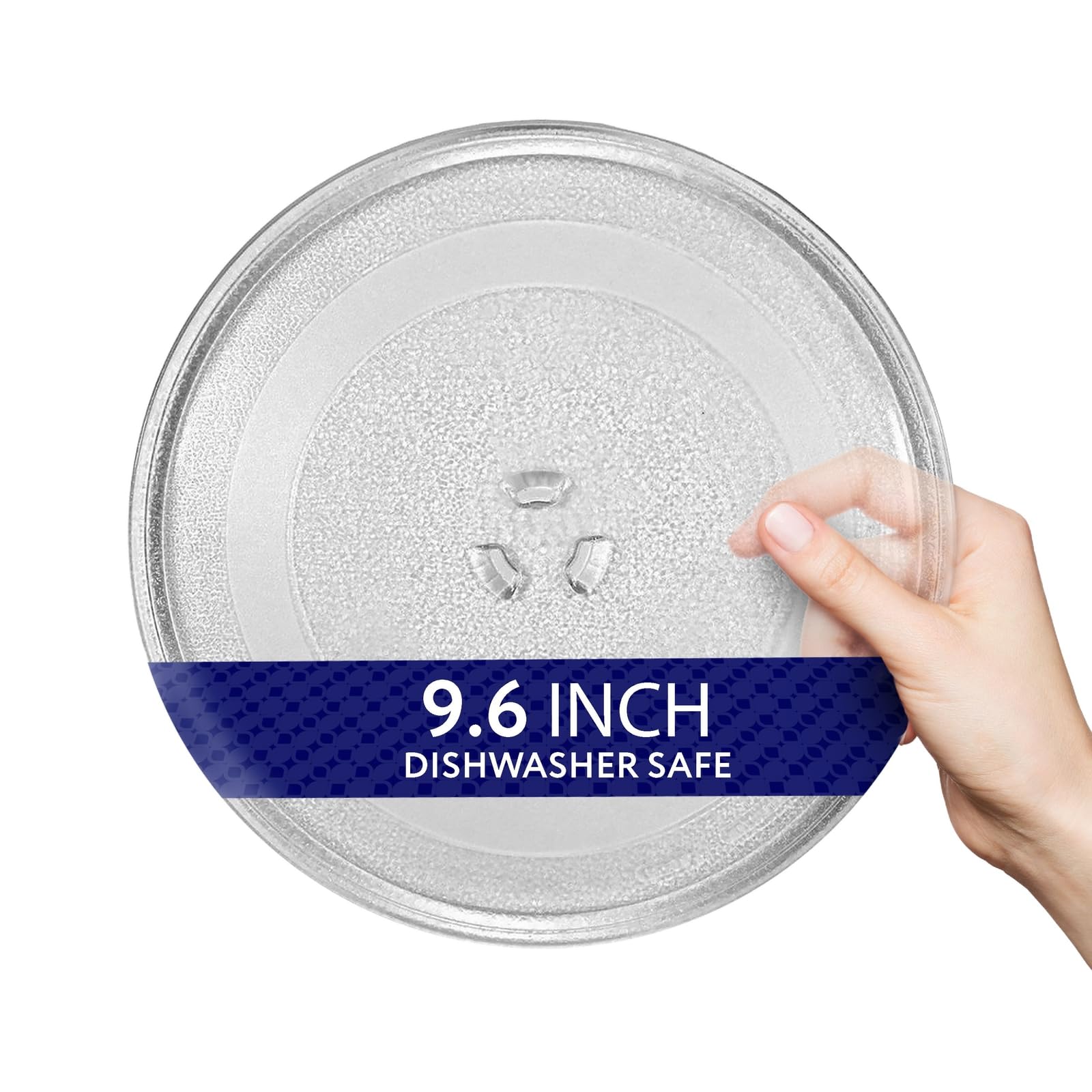 IMPRESA Microwave Glass Plate Replacement - 9.6-Inch Clear Tempered Glass Microwave Tray with 3-Part Coupler & Centerpiece - Compatible with LG, Sears, Kenmore, Emerson & HighPointe