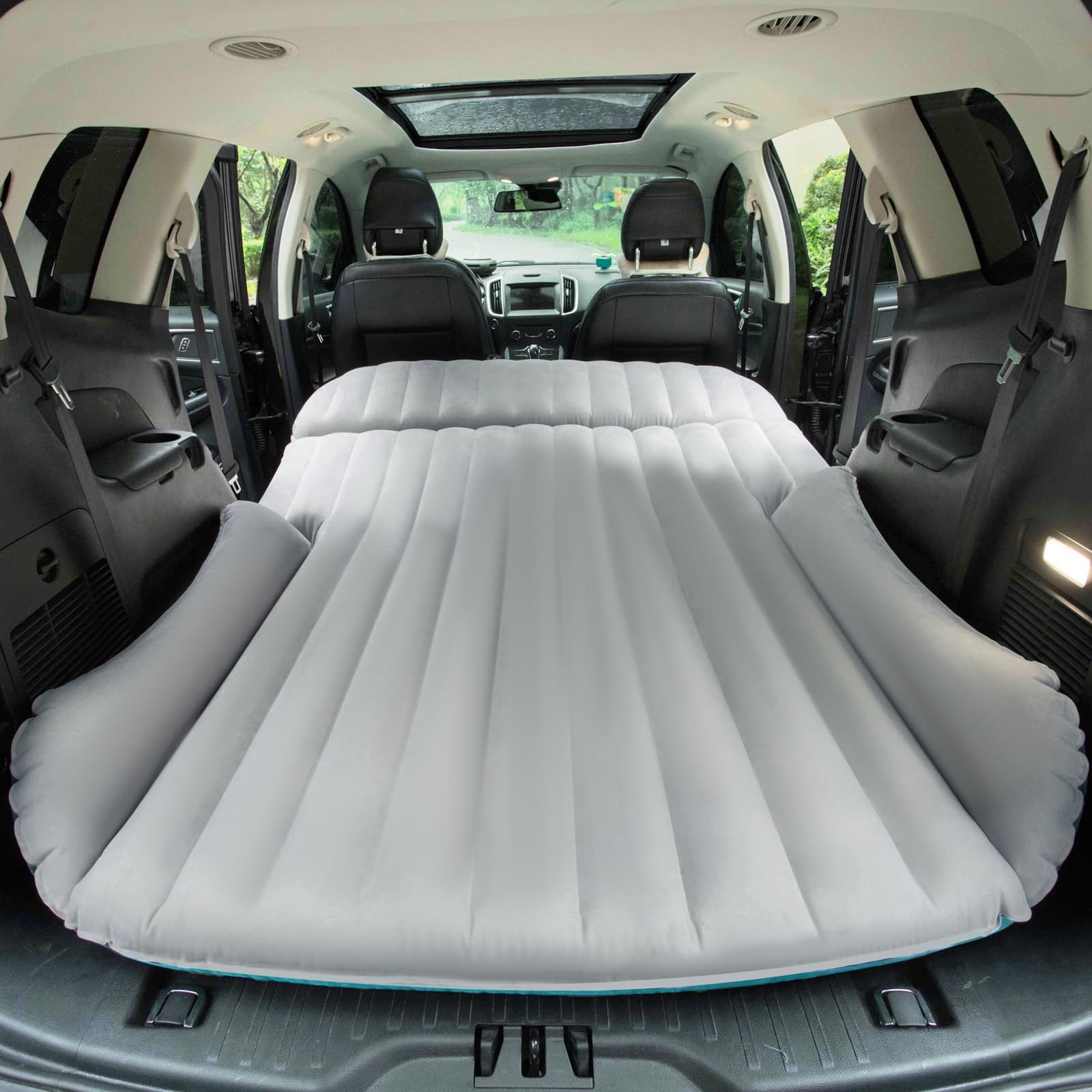 SUV Air Mattress Double-Sided Car Mattress SUV Mattress Camping Bed Inflatable Bed with Electric Pump for SUV Trunk and Rear Seat - Gray and Blue (Without Pillows)