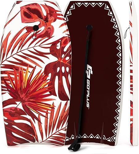 Goplus Boogie Boards para playa, 333741 pulgadas, tabla de cuerpo ligero con correa de muñeca, núcleo EPS, cubierta XPE, fondo liso de polietileno