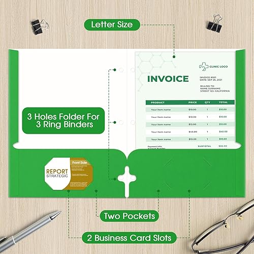 Miniatura 2 de Carpetas con bolsillos, carpetas de 2 bolsillos a granel (paquete de 120 unidades, colores surtidos), 3 agujeros perforados con ranura para tarjetas