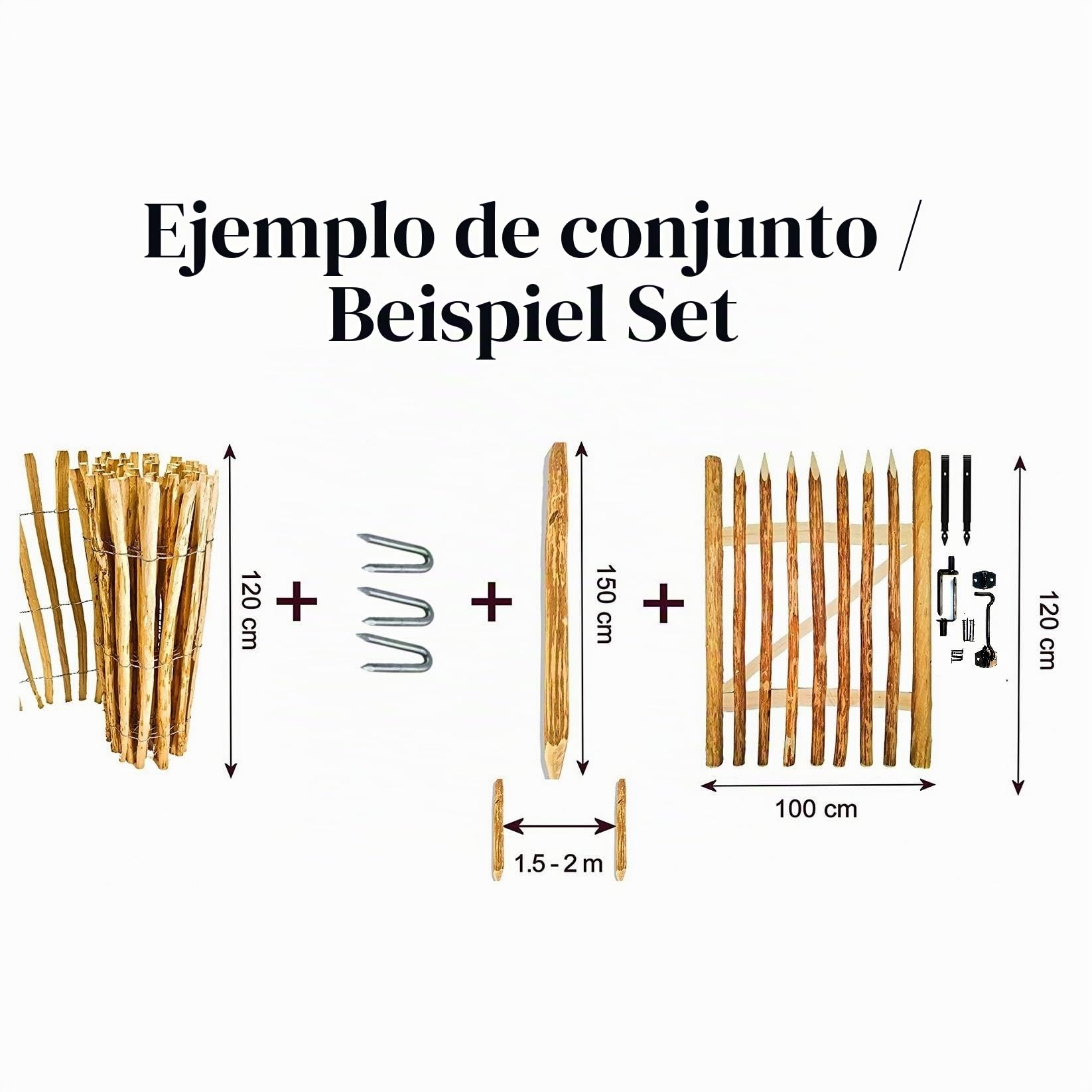BOGATECO Juego de 6 Postes de Madera de Avellana, Altura de 150 cm, Estacas Afiladas, Postes Redondos para Valla de Campesino, Color Marrón