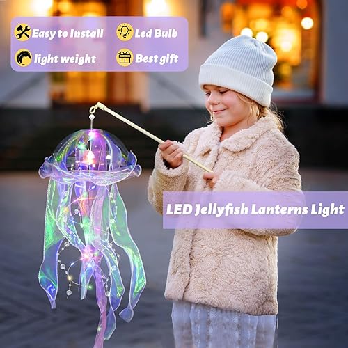 Miniatura 3 de Faroles de medusas, 8 piezas de decoraciones de fiesta de medusas, faroles colgantes de gelatina para fiesta temática de sirena bajo el mar, océano,