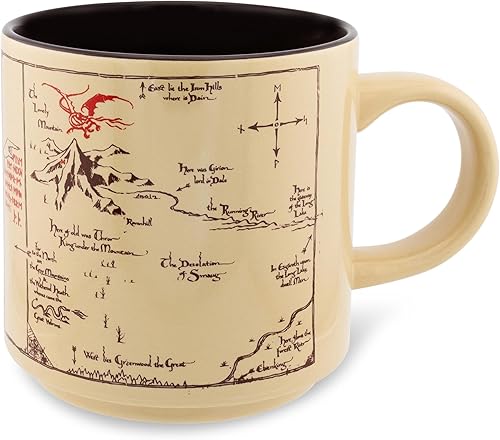 Silver Buffalo Taza de cerámica The Hobbit The Shire Map  Capacidad para 13 onzas