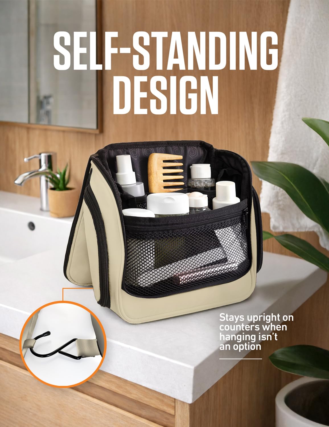 VENTURE 4TH Neceser Colgante de Viaje Hombres y Mujeres con Compartimentos expandibles para cosméticos, brochas de Maquillaje, Joyas, Herramientas de Afeitado, Bolsa Transparente
