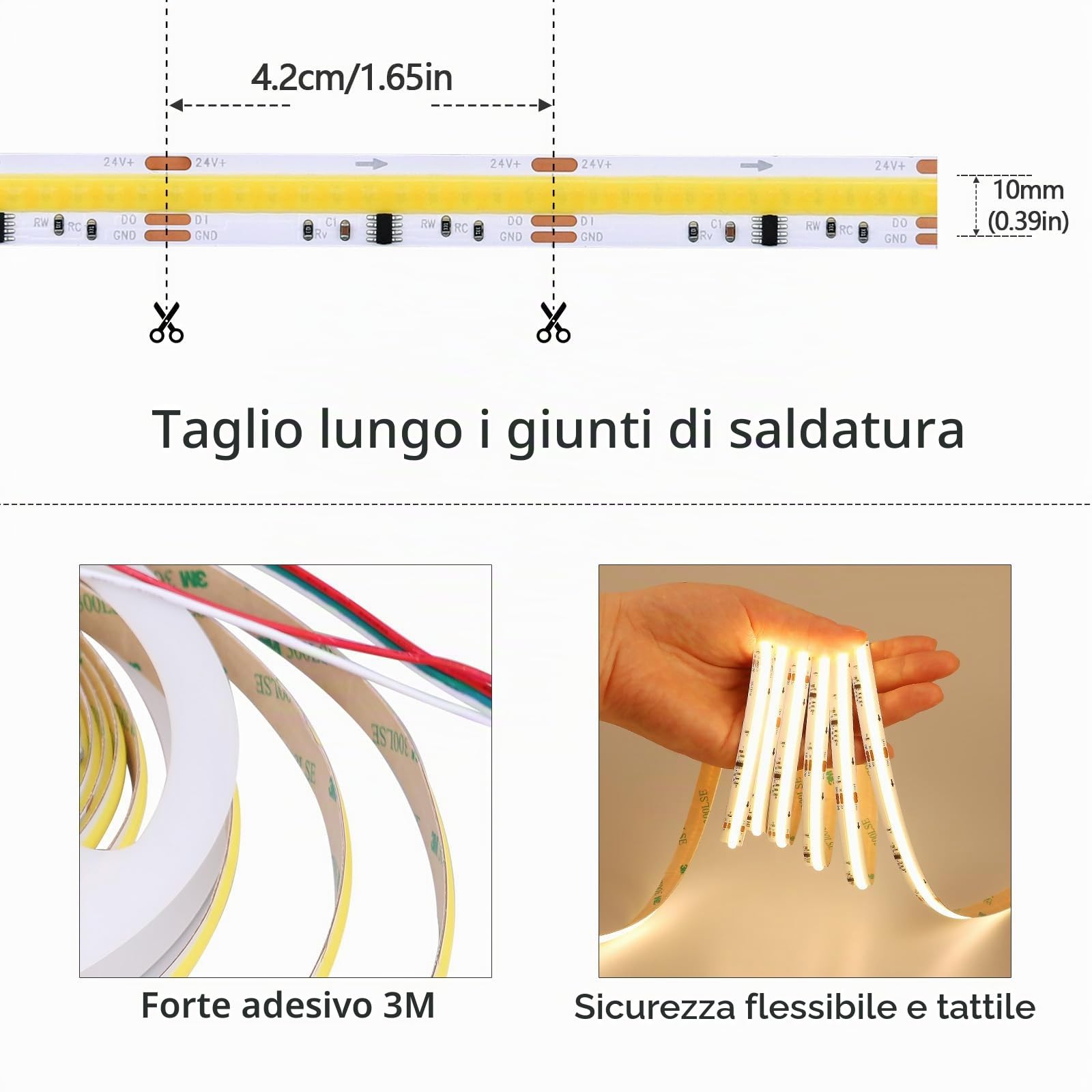 GOMING 24V 10M WS2811 IC Striscia LED COB CCT 2700K-6500K 576LED/M CRI 93+ | Effetti Acqua Corrente IP20 Non Impermeabile LED Light per la Decorazione Domestica(Alimentatore e Controller non Inclusi)
