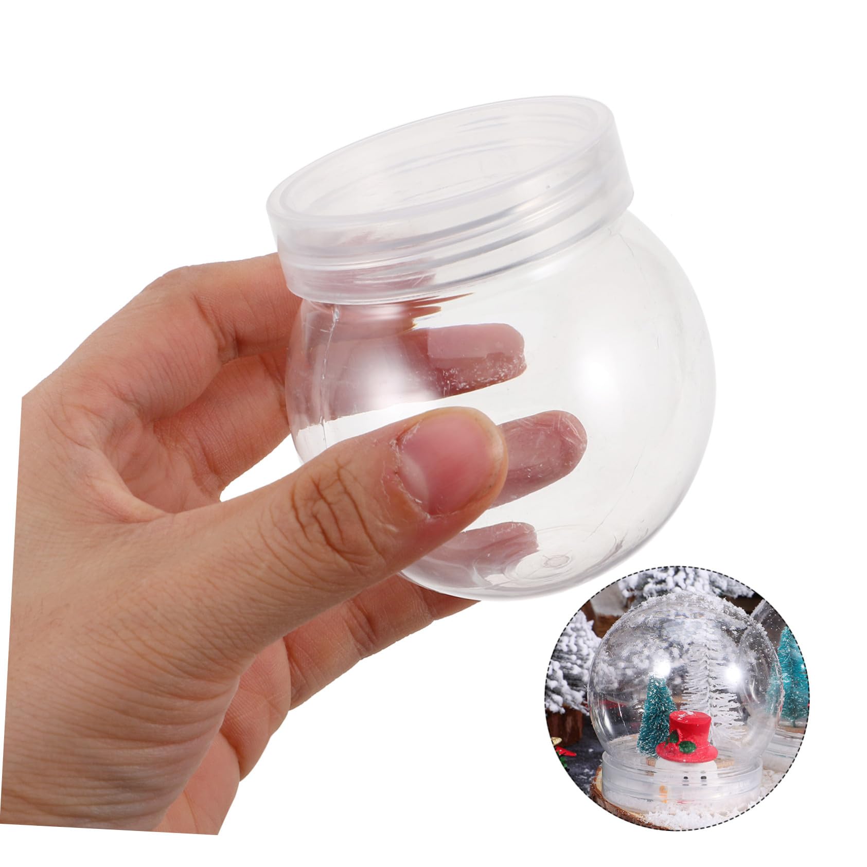 DOITOOL Lot de 15 boules à neige en plastique transparent avec couvercle dévissable, accessoires pour bricolage, artisanat