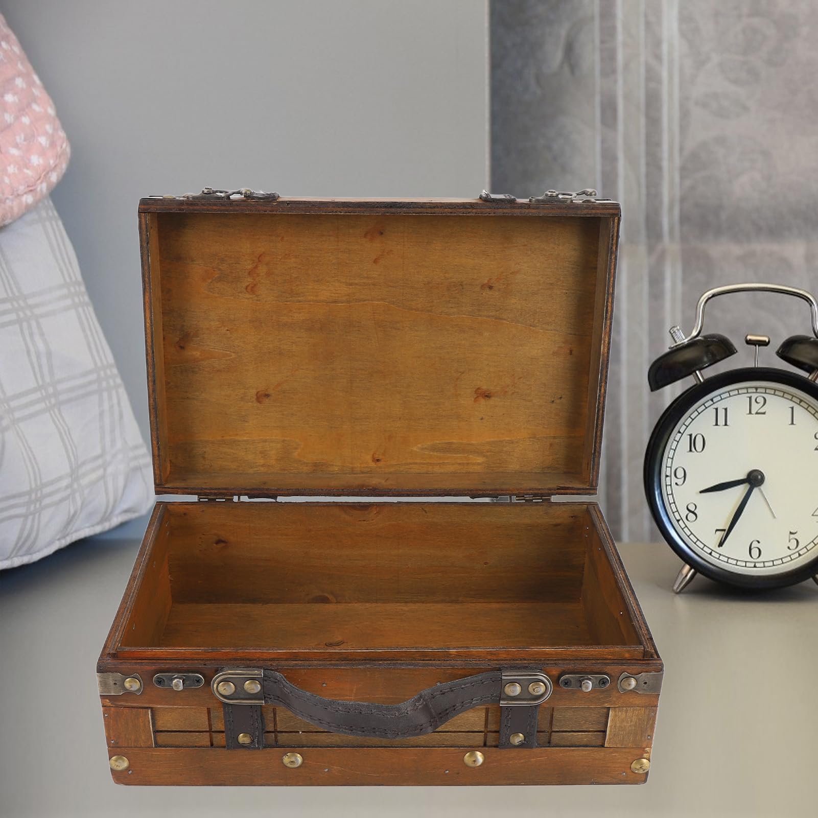 Topiky Antike Dekorative Aufbewahrungstruhe aus Holz, Vintage Schatztruhe aus Holz, Truhe aus Holz, Handtasche für Kleidung, Spielzeug, Foto Requisite, Vintage Koffer für Andenken,