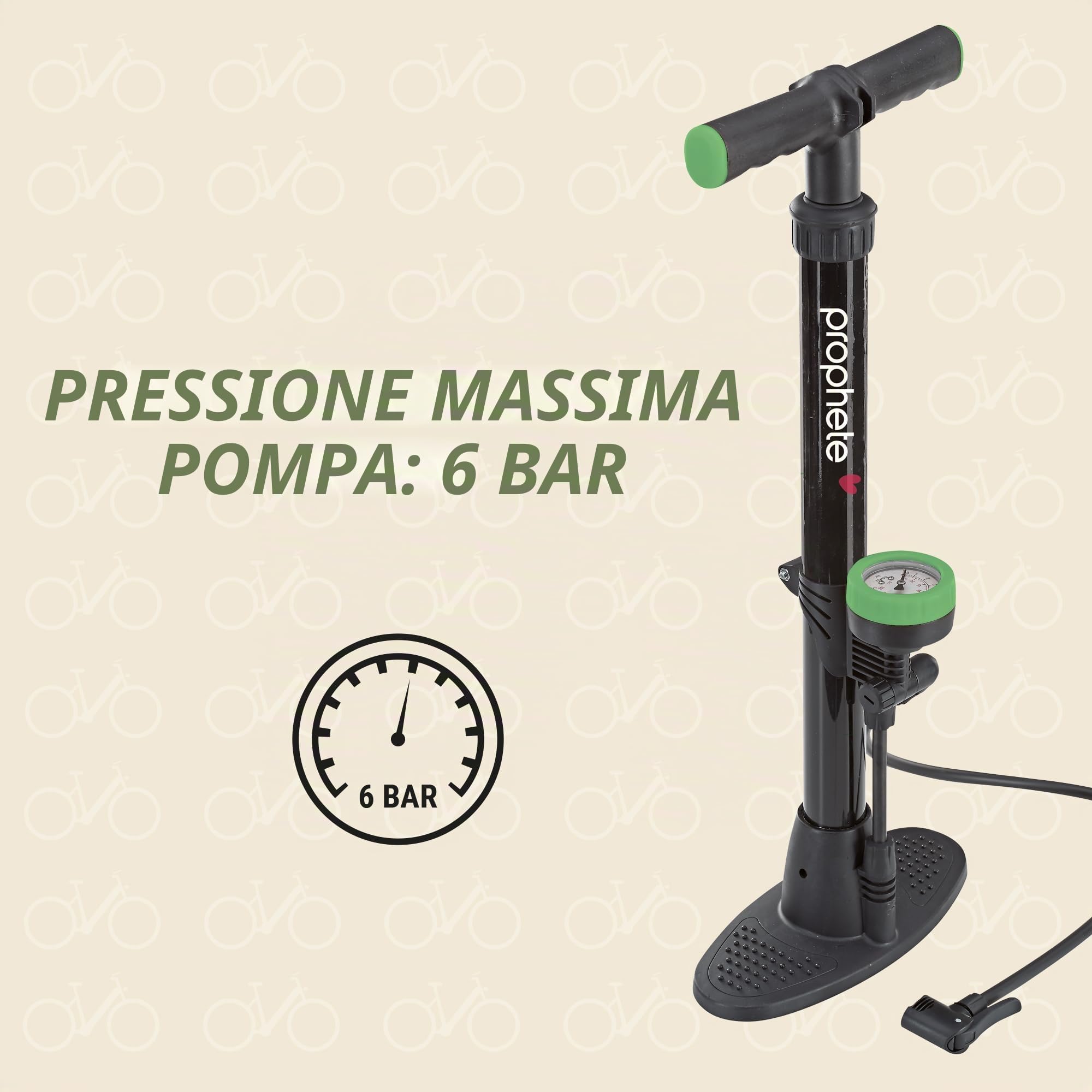 Profeta Pompa a pedale con manometro multicolore 480 mm