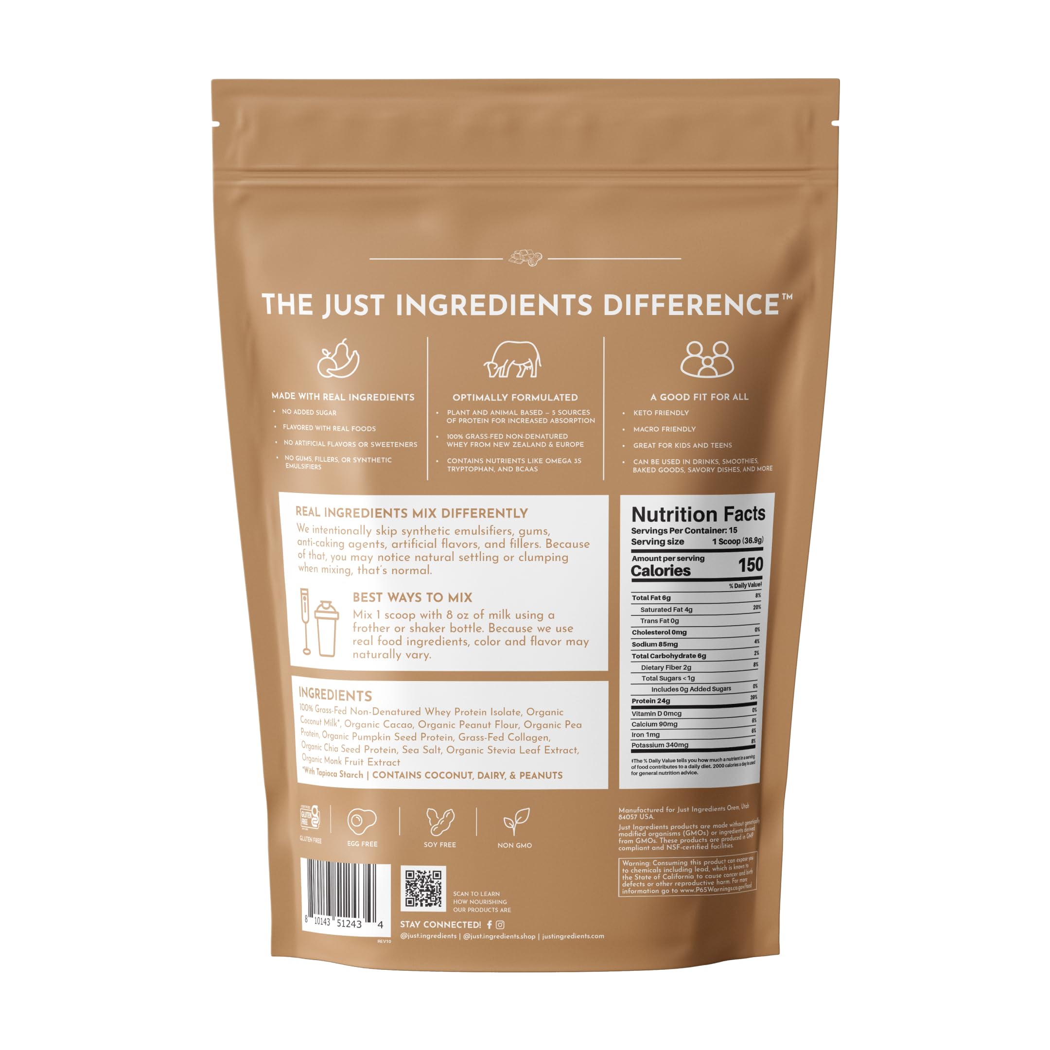 JUST INGREDIENTS Peanut Butter Choc Protein Powder - Whey Protein - 15 Serv — Amazon image 7