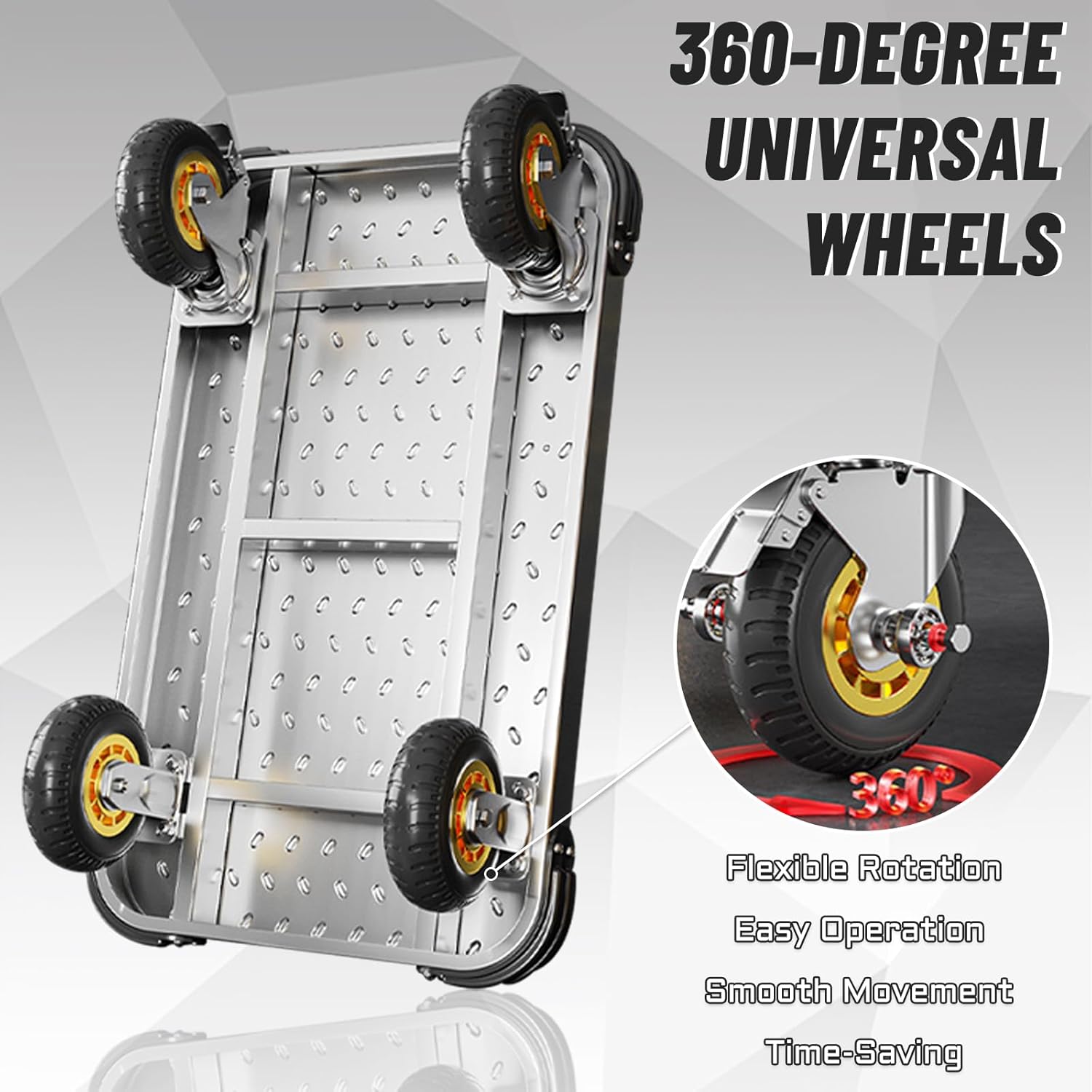 1100LBS Heavy Duty Foldable Platform Dolly Collapsible Push Cart with Swivel Wheels Moving Dolly Cart for Easy Transport