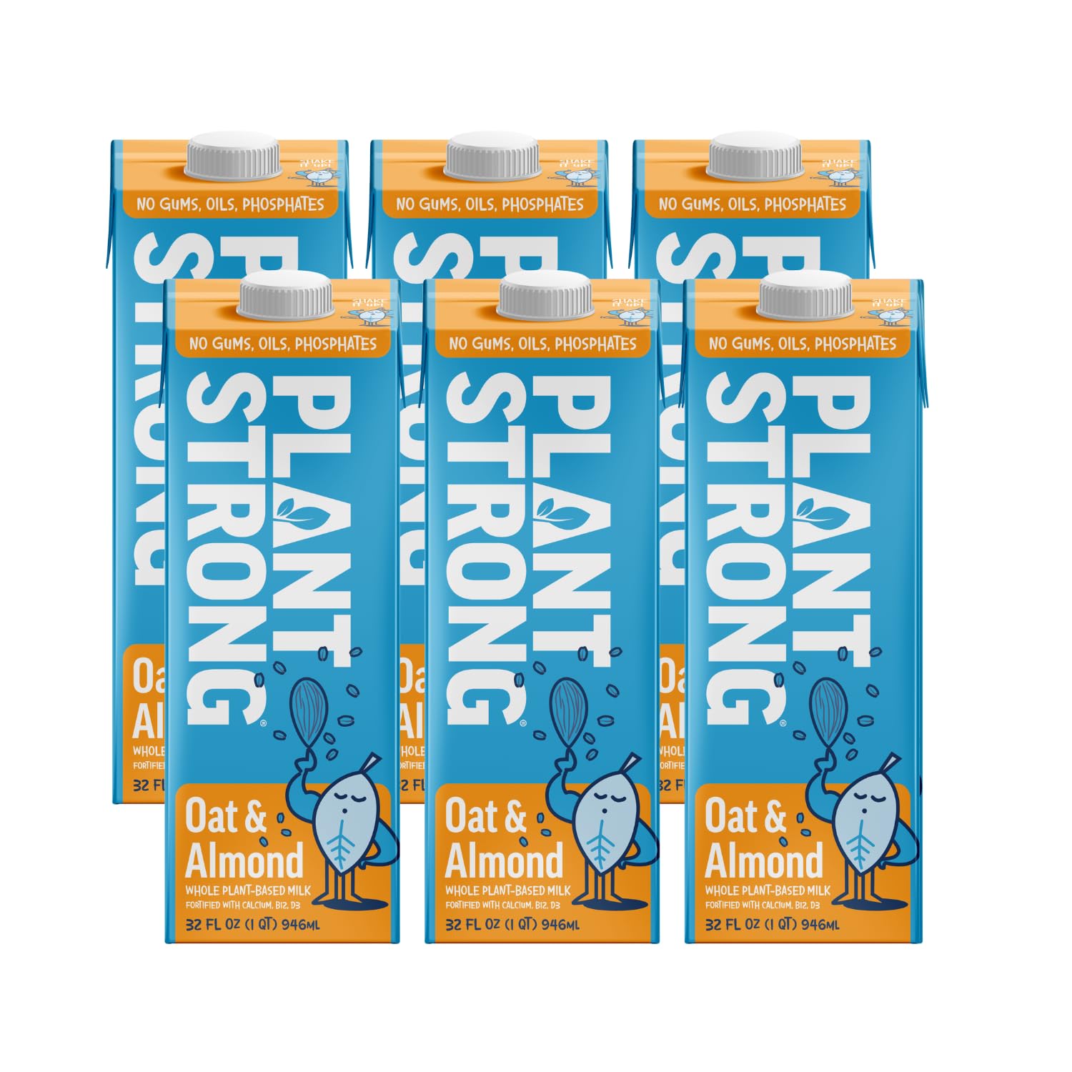 Plant-Based Milks – Non-GMO, Plant-Based, Vegan, Gluten-Free, Dairy-Free, Lactose-Free, Shelf-Stable, No Gums or Oils (Pack of 6 (32 Fl. Oz.), Oat & Almond)