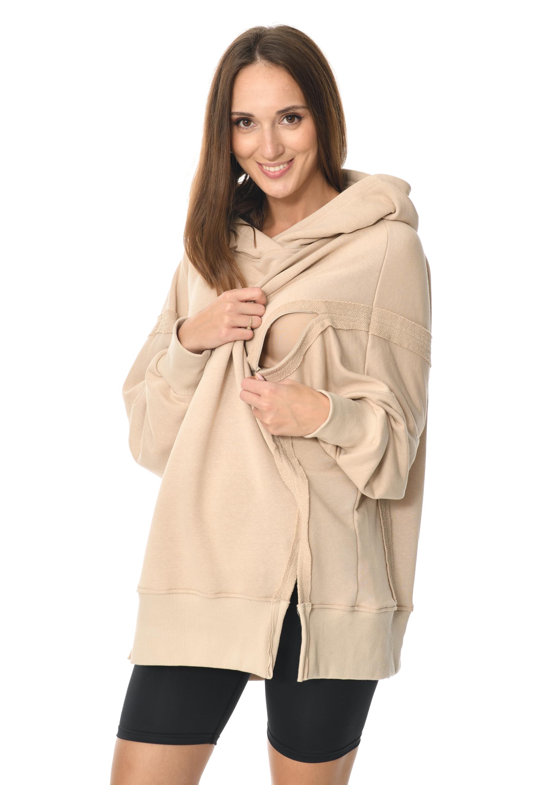 MijaCulture Victoria M015 Pull d'allaitement et pull de grossesse surdimensionné 2 en 1