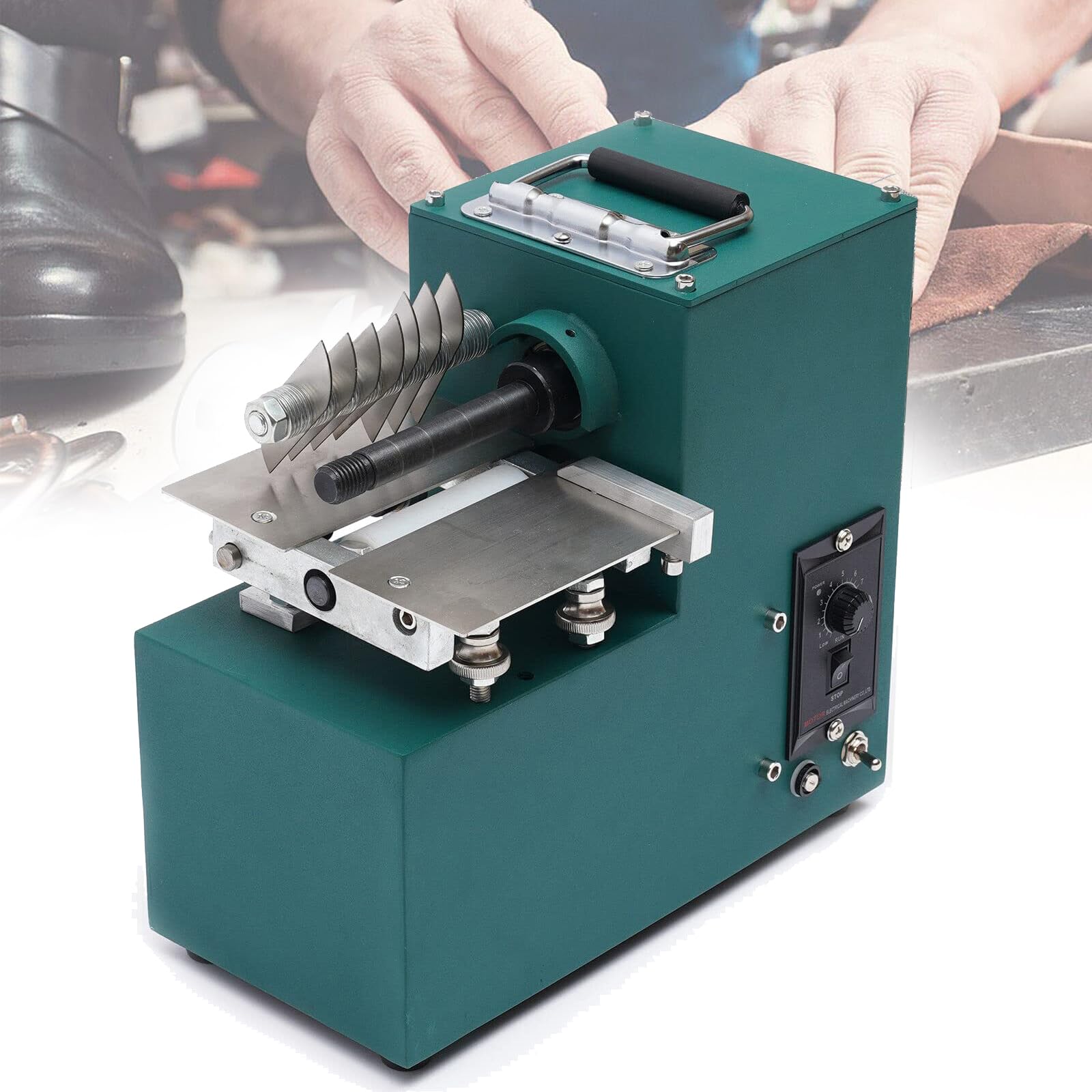 JKJZSALJ Leather Strip Belt Cutting Machine, 1400Rpm Electric Semi-Auto Leathercraft Strap Cutter Splitter, 2-80Mm Cutting Width,Single Head