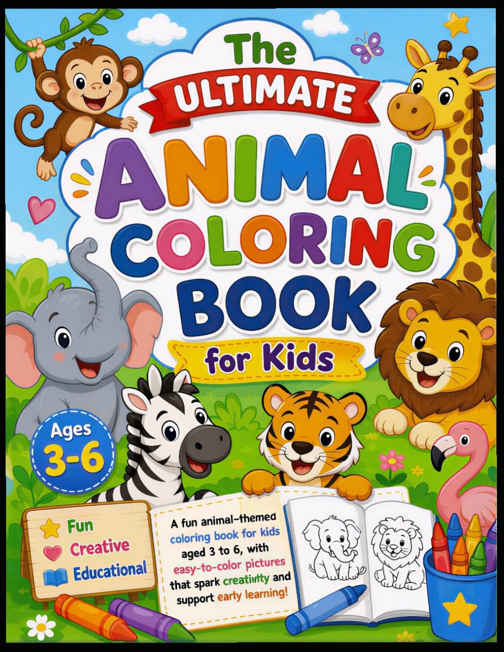 My First Animal Coloring Book For Little Hand: Fun and Easy Animal Coloring Pages for Toddlers and Preschoolers | Cute Zoo, Farm, Forest, and Jungle Animals with Bold and Simple Designs