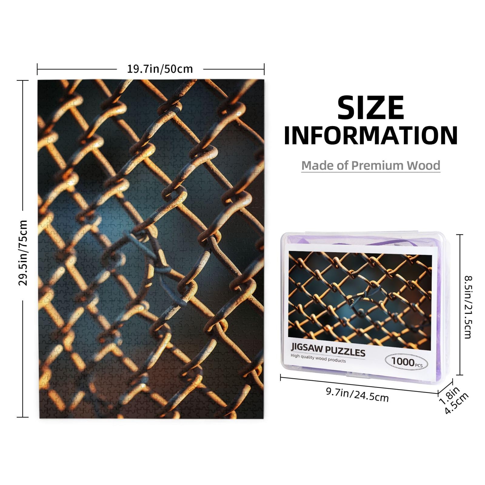Amazon.com: 1000 Piece Jigsaw Puzzle - Chain Link Fence Picture Puzzles for  Adults Challenging Puzzle Personalized Wooden Puzzle Photo Puzzle Gifts  29.5