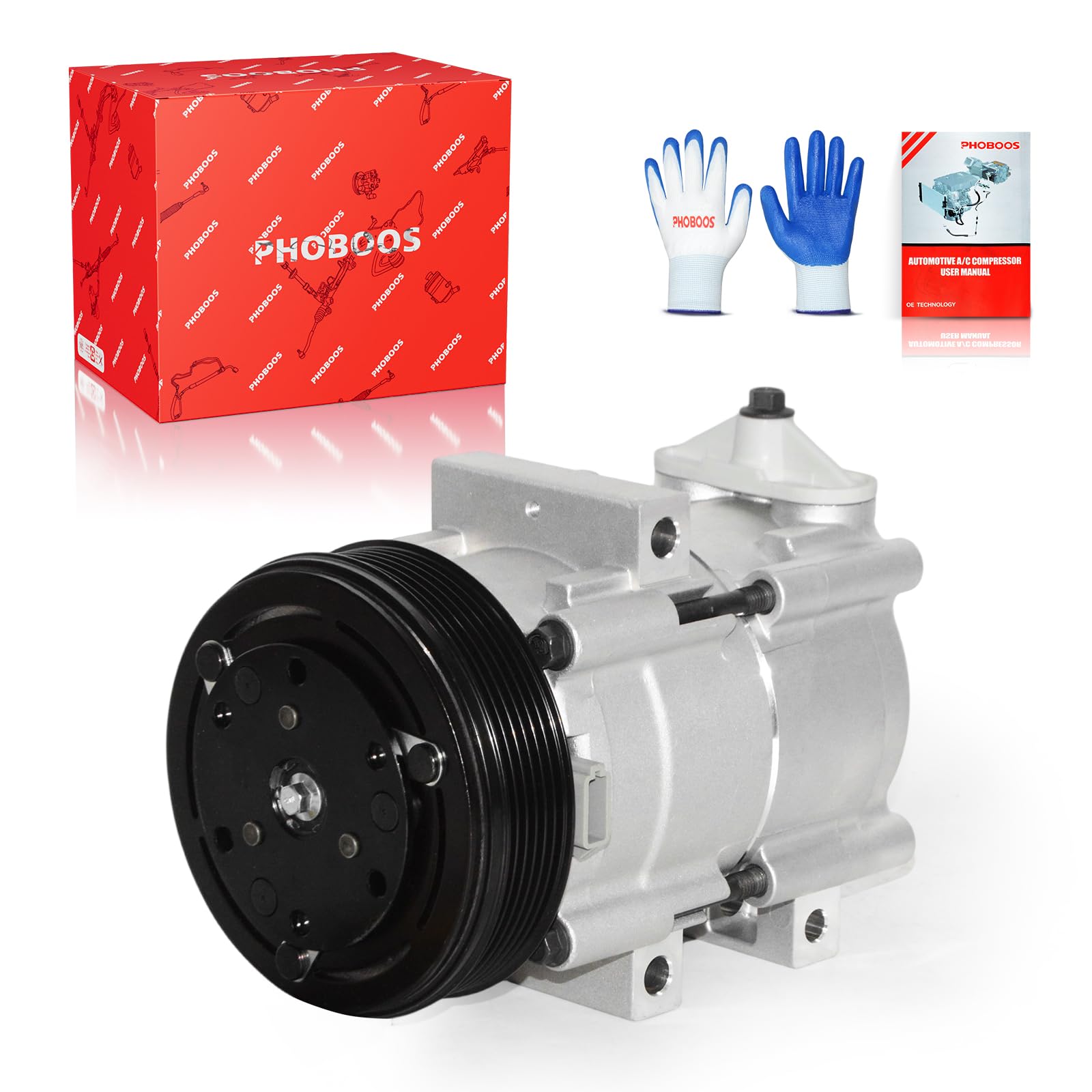 Photo 1 of PHOBOOS A/C Compressor with Clutch Compatible with Ford F-150 1997-2006, Ford F-150 Heritage 2004, V6 4.2L. Fast Cooling, Low Noise, Easy Installation, Ref. CO-35112C, 58151