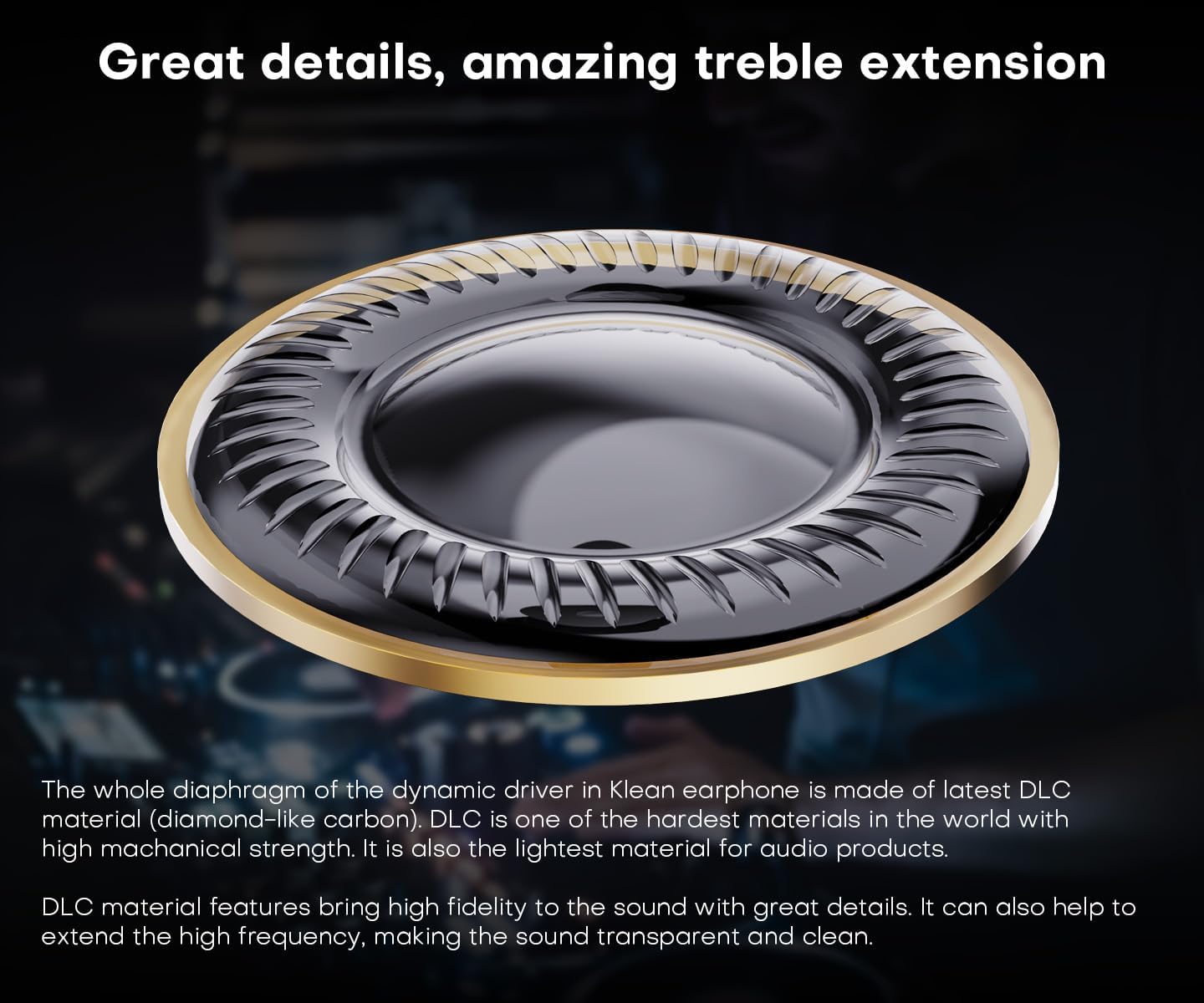 Klean In Ear Monitor, 10mm DLC Diaphragm Dynamic Driver HiFi Earphones, Wired Gaming Earbuds,Replaceable Nozzles, Detachable Silver-Plated Cable for Audiophile Musician DJ Stage (No Mic, Black)