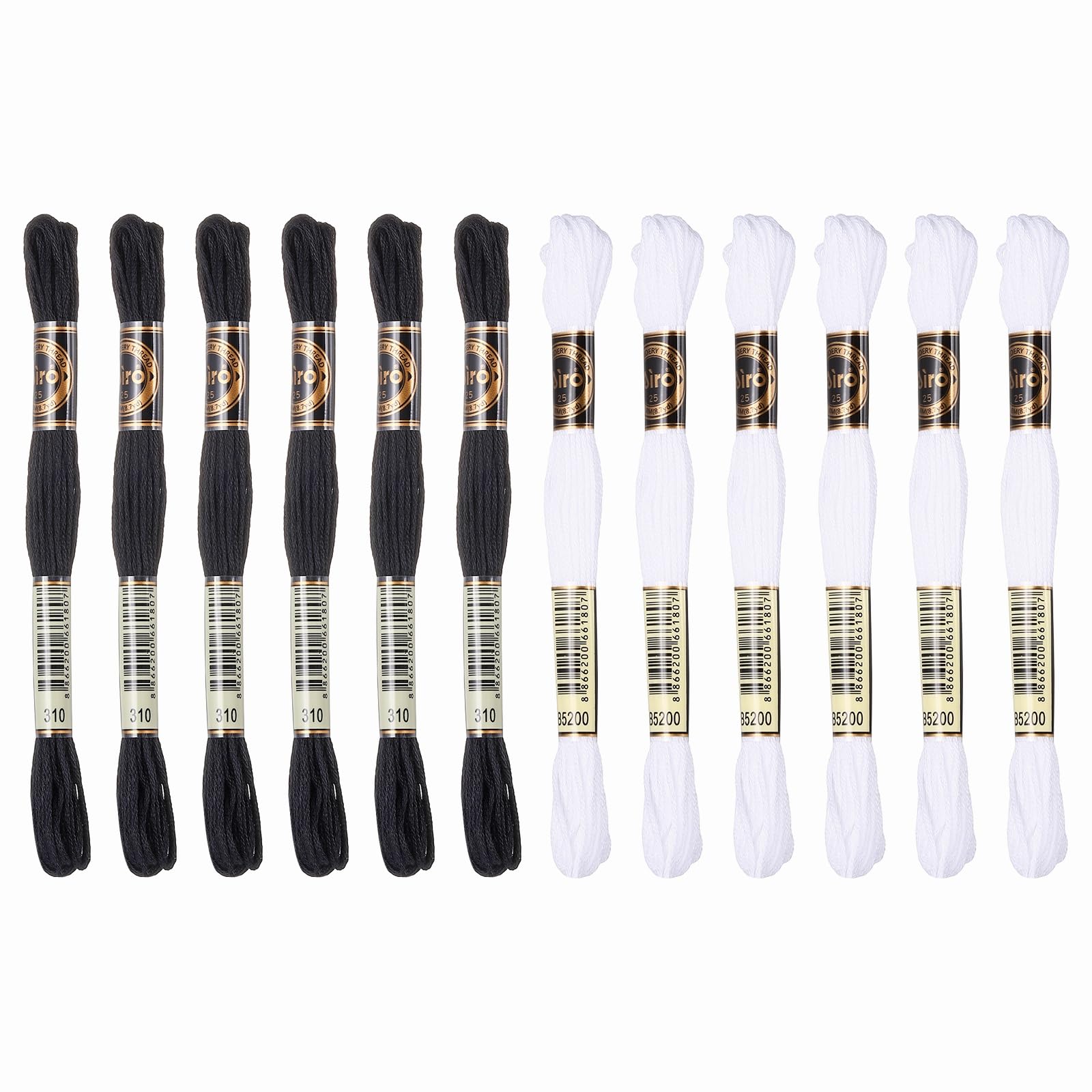 PATIKIL 12 Skeins Embroidery Floss Polyester Embroidery Threads Bracelets String for Cross-Stitch Hand Embroidery, Black/White