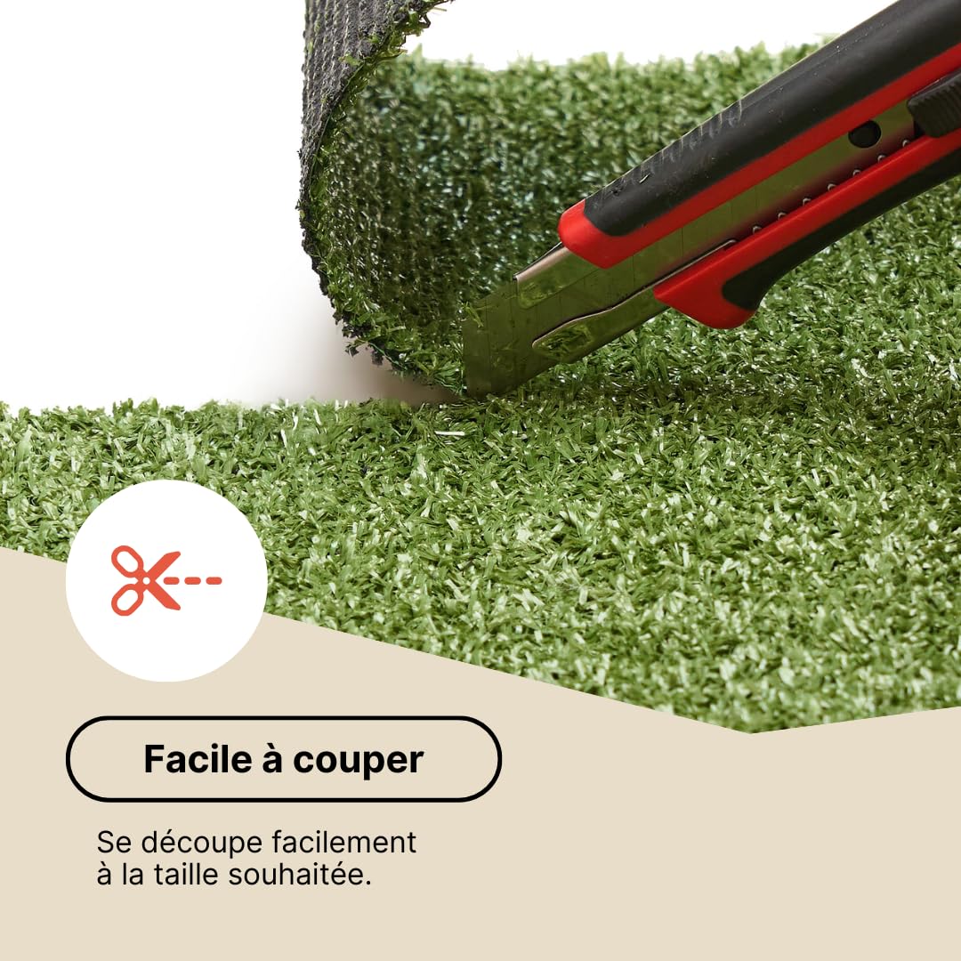 TAPISO Canyoo Gazon Synthétique Extérieur au Mètre Tapis Gazon Pelouse Artificielle Terrasse Balcon Jardin Vert Résistant aux Intempéries Épaisseur 7 mm 133 x 750 cm
