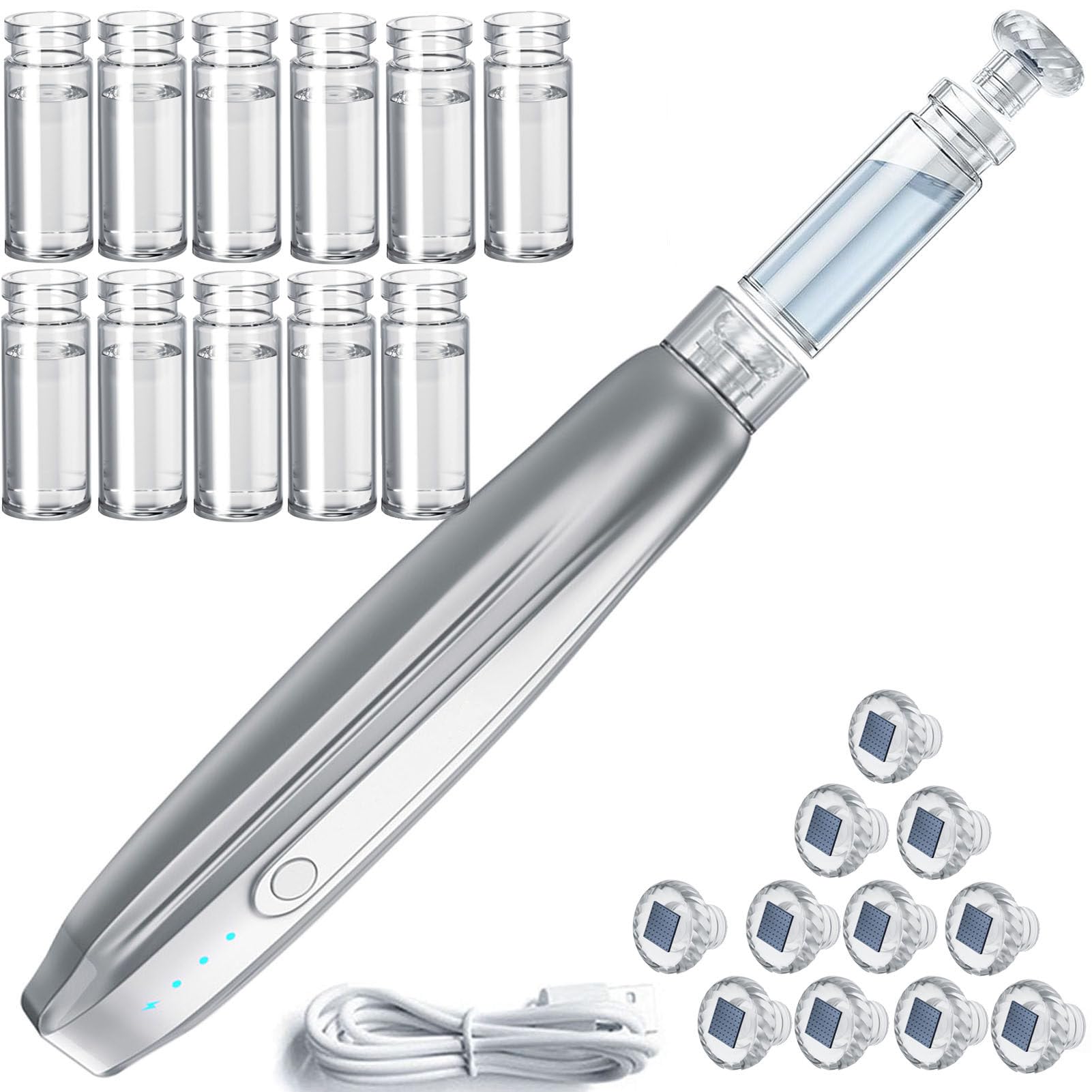 Microneedling Stamp,Derma Pen Microneedling - Non Aggroviglia i Capelli, Facile da Usare, Confezione Regalo Elegante‌ Microneedling Pen per Sieri e Trattamenti Viso‌