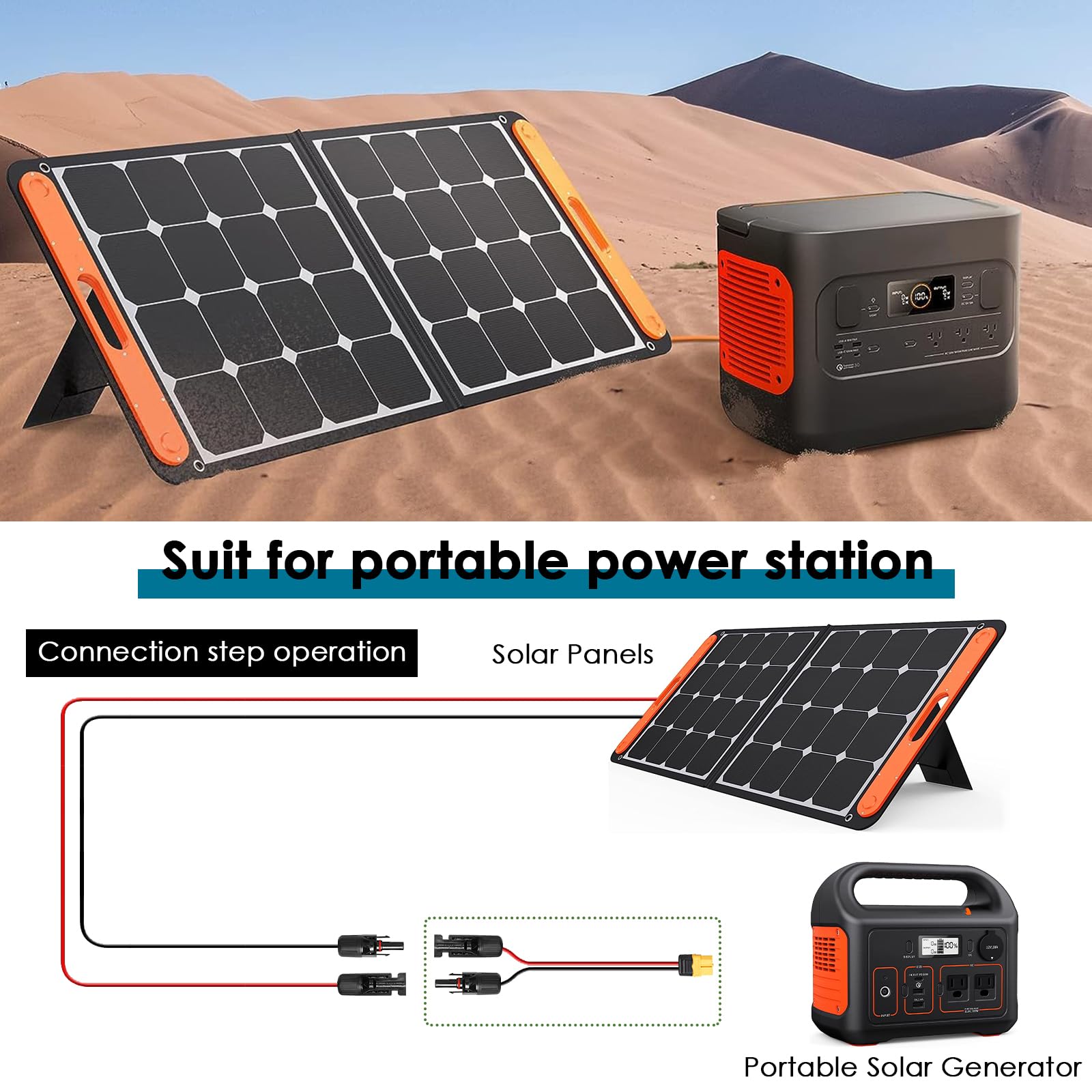 MOOKEERF Cable de extensión de carga solar a XT60, 12 AWG, 50 pies, XT60, conector solar a XT60, cable adaptador para panel solar a estación de energía portátil, generador solar, paquete de baterías
