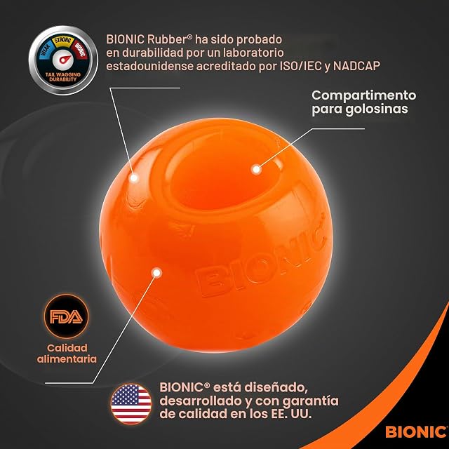 Foto 3 de 8 de BIONIC Juguete Interactivo para Perros Pelota, M, 6,7 cm