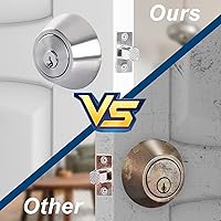 Vista 6 de Double keyed Deadbolt Lock - Keyed on Both Sides, 2-Way Adjustable Cylinder Deadbolt (Privacy/Passage), Satin Stainless Steel