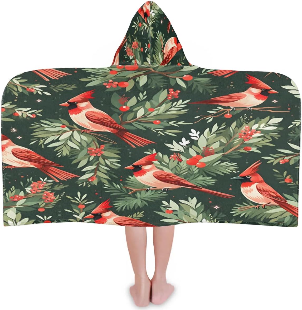 Kid Bath Towels Christmas Birds Plants Kids Towel with Hood for Girls Boys Beach Towel Pool Cover Up Soft Absorbent Toddler Hooded Bath Towel for Shower, Beach