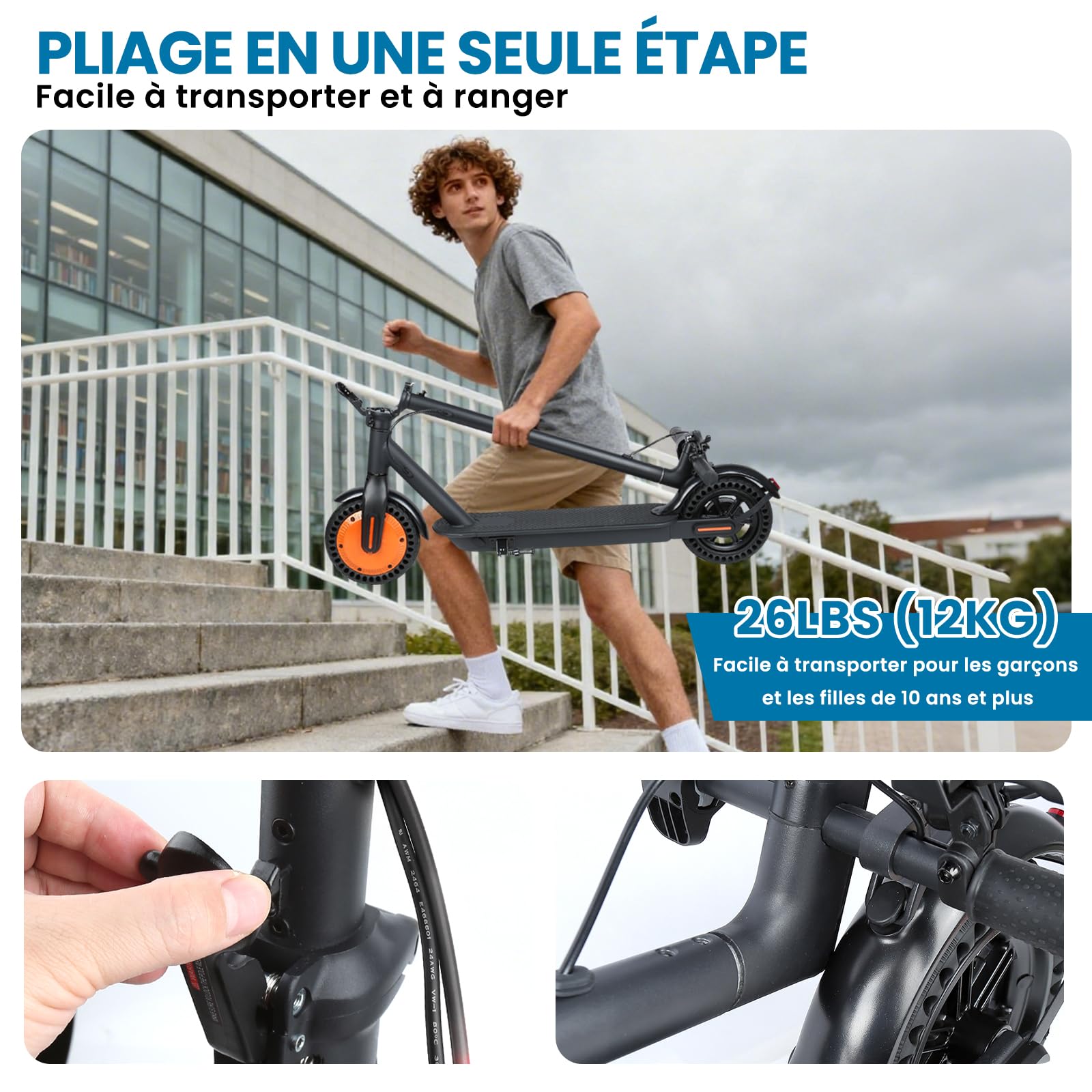 Trottinette Electrique, Moteur 500W/25KM/H, Autonomie de 20 km, Batterie 36V 5.2AH, 8.5'' Pneu Anti-crevaison, Trottinette Électriques Adulte Pliable, avec Double Frein, APP