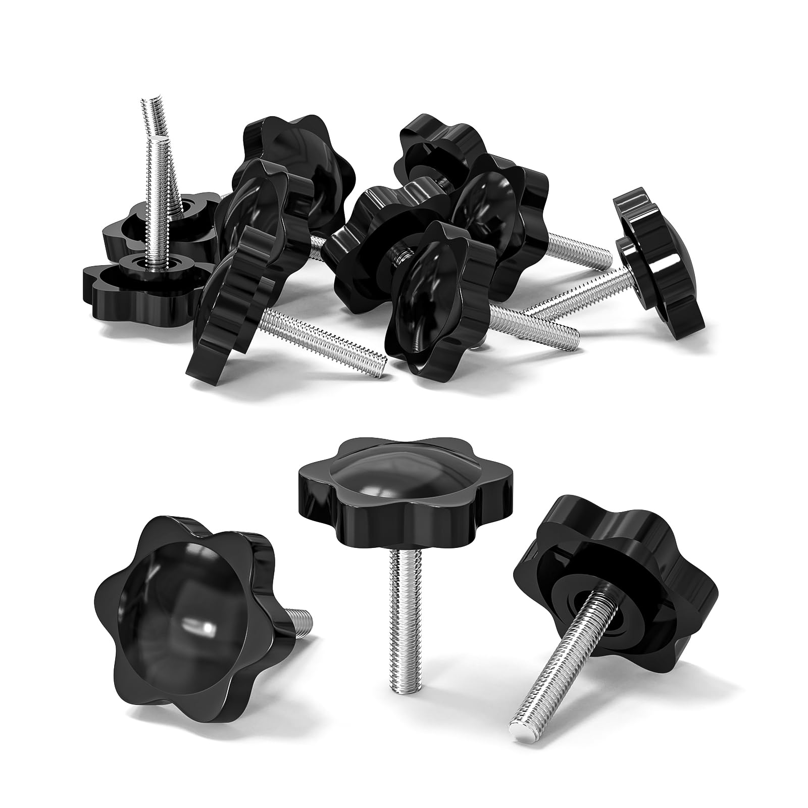 10 Pcs M5 Screws, M5 x 25mm Thread Star Knobs, Thumb Screws, Plastic Hex Shaped Clamping Knob Handle Hand Tightening Screw Knob for Umbrella Base Replacement