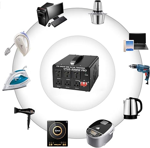 Miniatura 4 de Yinleader Convertidor de transformador de voltaje PRO de 5000 W, elevador de corriente alterna, 110 V120 V a 220 V240 V o 220 V240 V a 110 V120 V,