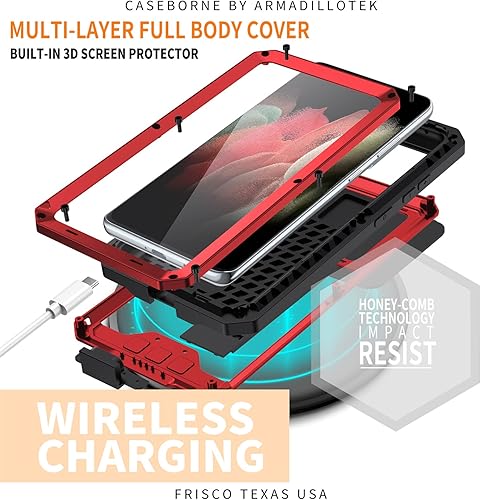 Miniatura 3 de Funda de metal para Samsung Galaxy S21/S21 Plus/S21 Ultra, [grado militar a prueba de golpes] [protector de pantalla integrado] Funda protectora