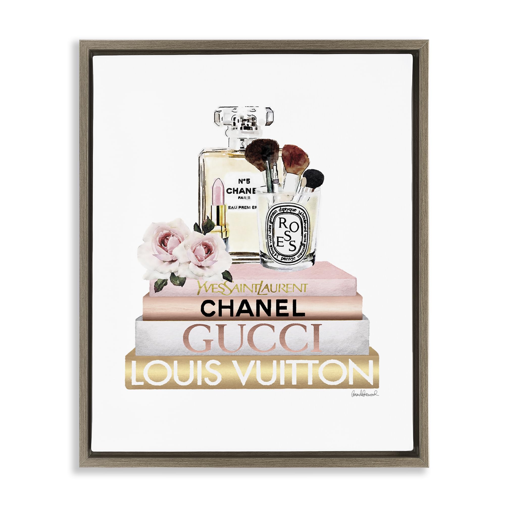 Glam Cosmetics Fashion Books, 24 x 30 Inch Canvas in Floater Frame