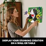 Flowers Tuxedo Cat Animal 3D Wall Art Micro Mini Building Blocks Set, Unique Home Wall Decor or Table Display, No Compatible with Lego, Ideal Gift Toy for Adults & Boys Girls 14+ (1402 PCS)