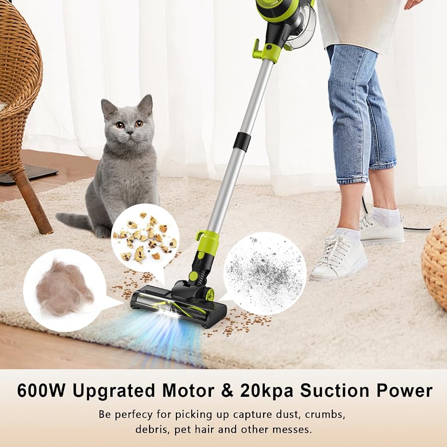 Intercleaner 23Ft Corded Vacuum Cleaner,2 Operation Mode Powerful Suction Stick,19''-30'' Adjustable Tube Handheld Vac for Hard Floors Carpets Pet Hair,Wall Mount Storage, image 2