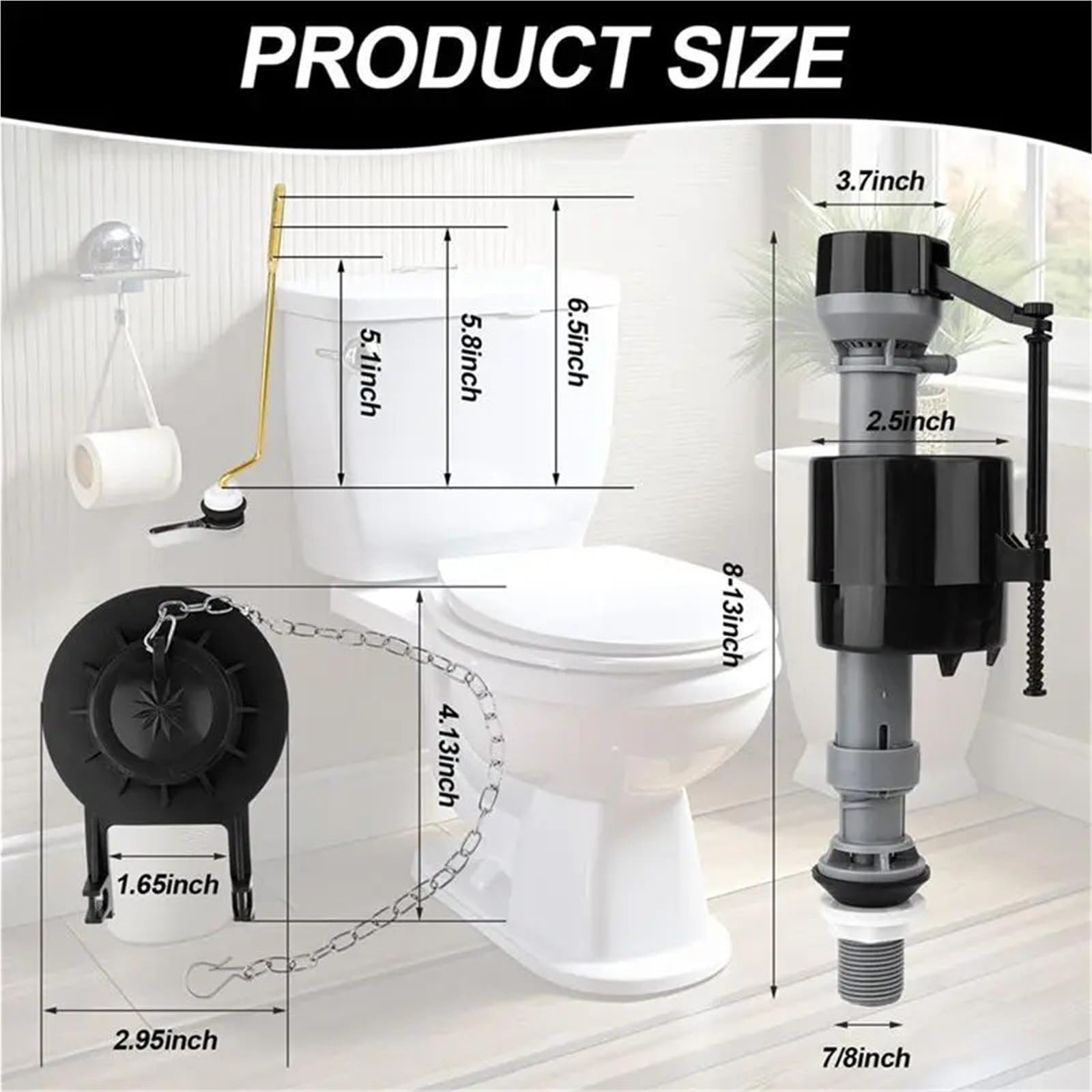 Galleggiante Cassetta Wc Kit di riparazione universale for WC con scarico | Set di sostituzione della maniglia della valvola di riempimento