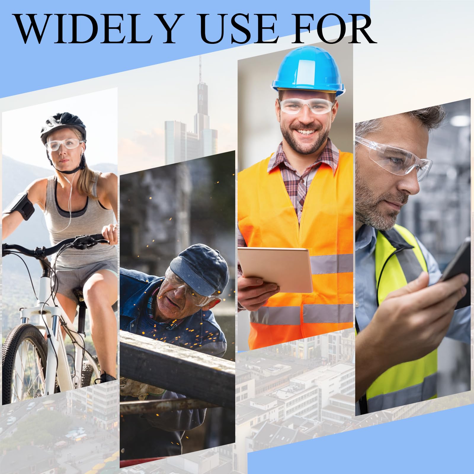 Paquete de 50 lentes de seguridad transparentes a granel, gafas de protección ocular para hombres y mujeres, lentes resistentes a los impactos para el trabajo, construcción, laboratorio, campo