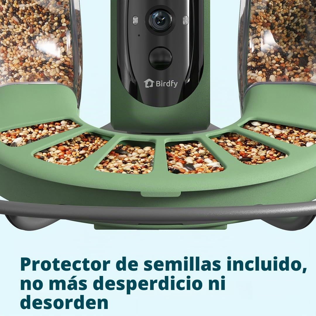 Birdfy 2 Pro - Alimentador de pájaros con 2 K Dual-Camera para observación, identificación de Especies de Aves AI, Video a cámara Lenta, visión Nocturna en Color, notificaciones en Tiempo Real
